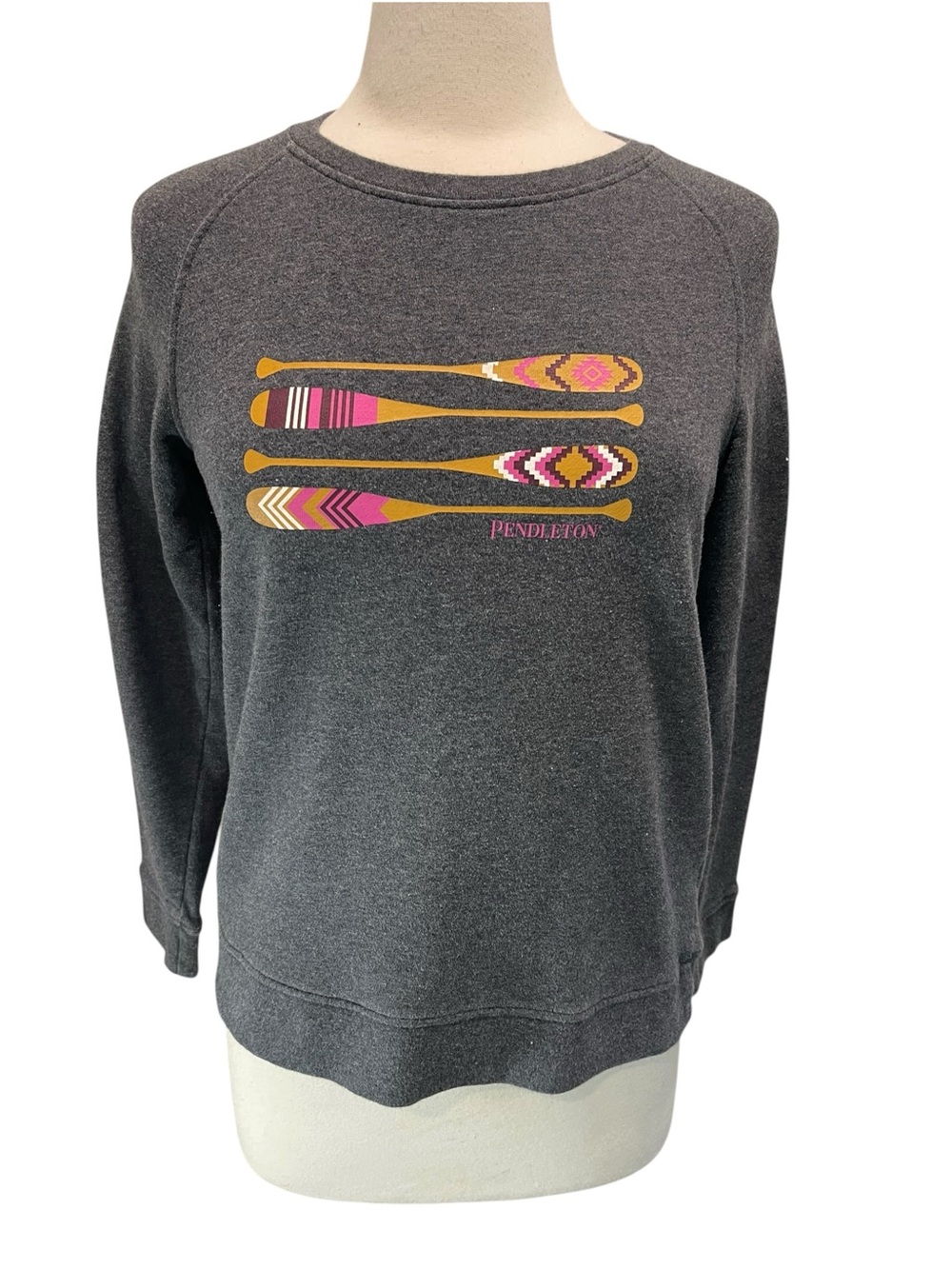 Pendleton Paddle Graphic Sweatshirt SZ S Grey Pink